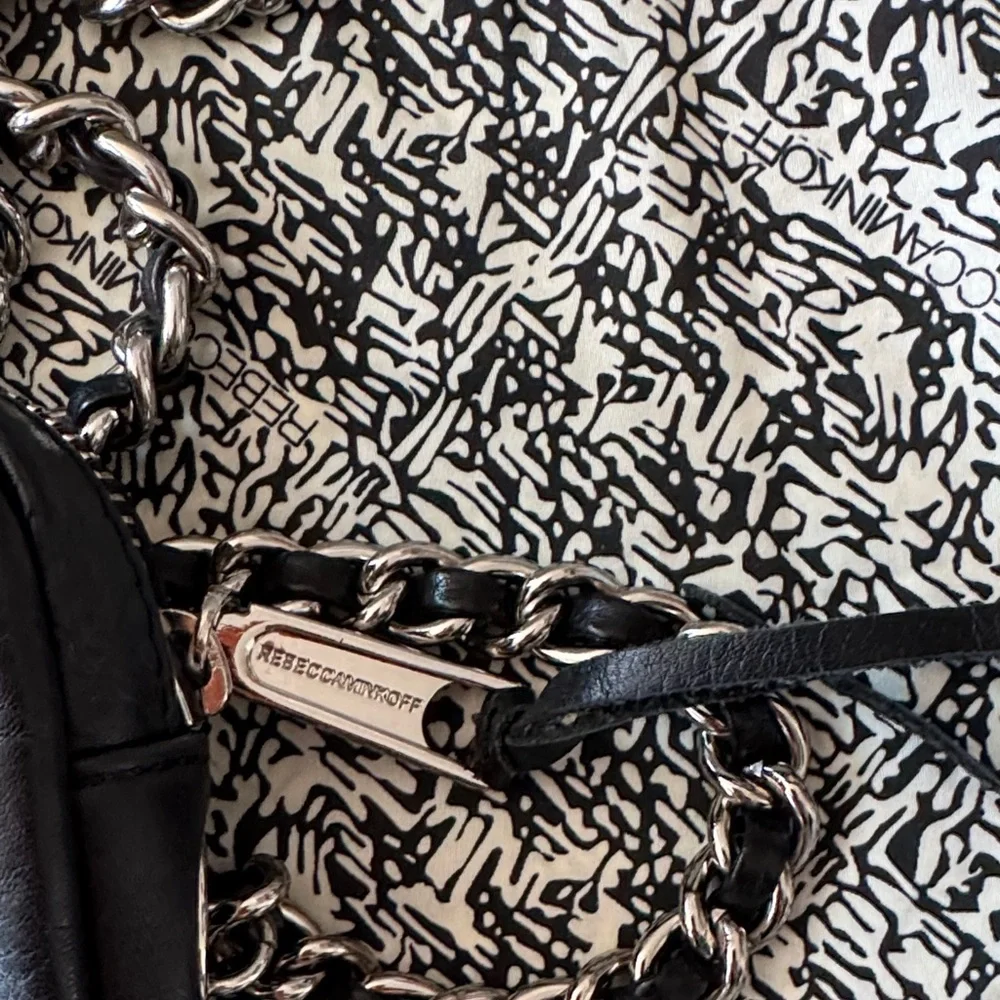 Rebecca Minkoff Black Leather Crossbody Bag with Chain Strap - Picture 6 of 7